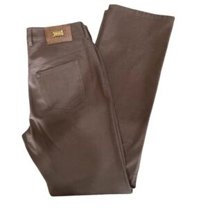 Escada Brown Pants with Gold Logo Plaque EU40Long